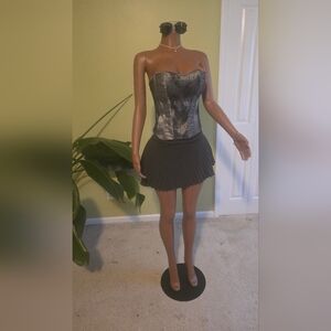 Chic Black and Gray Corset Top